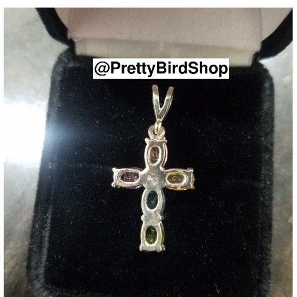 Last one! Crystal CROSS sterling silver multicolored Pendant NEW - Picture 10 of 12